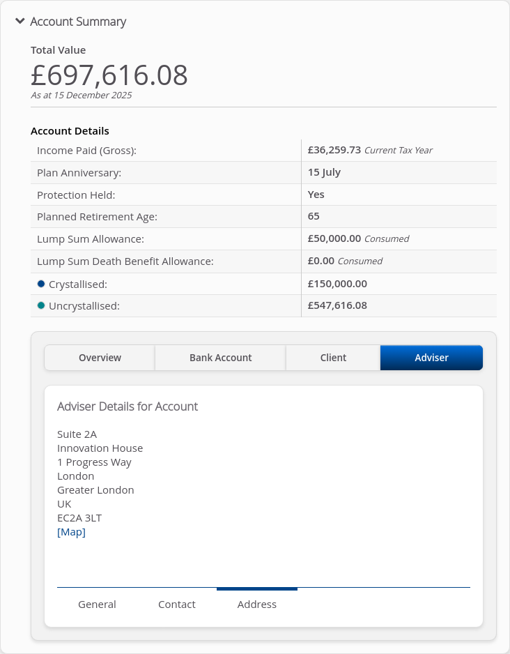 Role-Adviser > 05 Account Summary > Summary tabs
